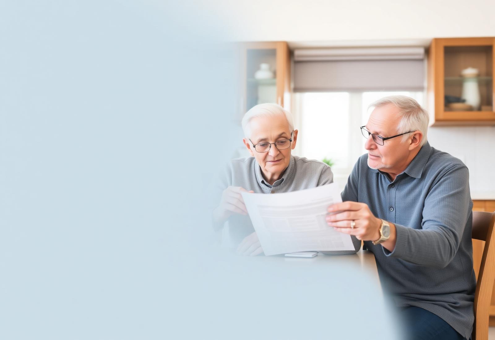 A multigenerational family reviewing a care plan together
